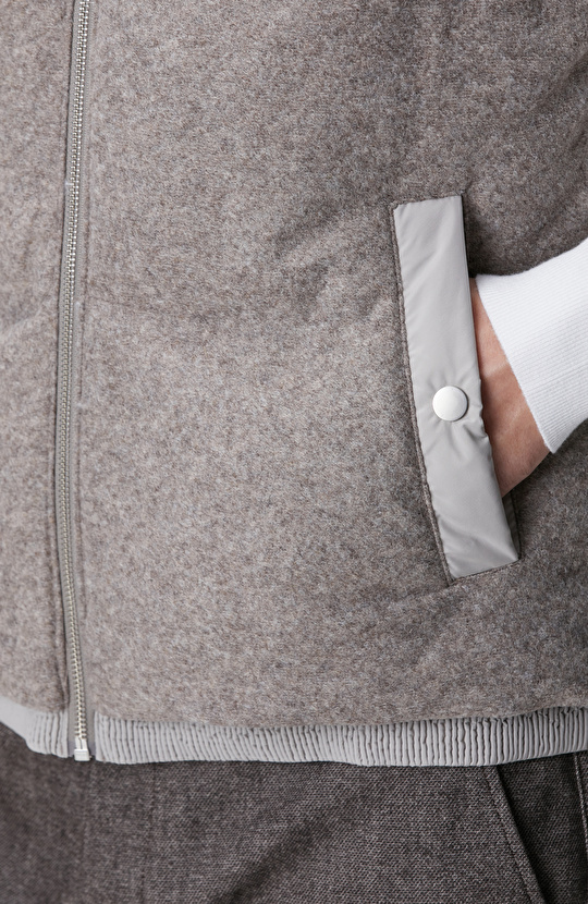 Bej Melanj Yün Karışımlı Yelek