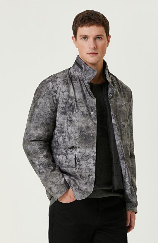 Gri Print Baskılı Ceket Gri Print Baskılı Ceket