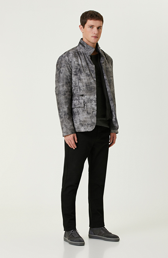 Gri Print Baskılı Ceket