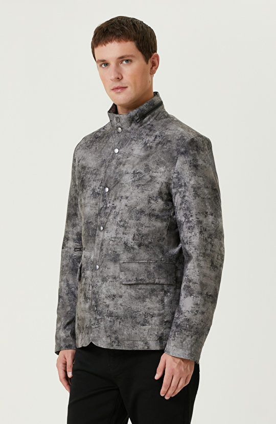 Gri Print Baskılı Ceket