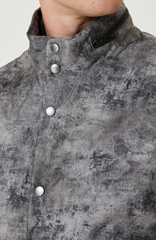 Gri Print Baskılı Ceket