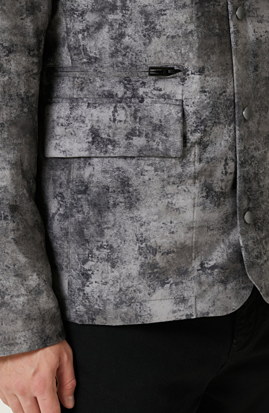 Gri Print Baskılı Ceket