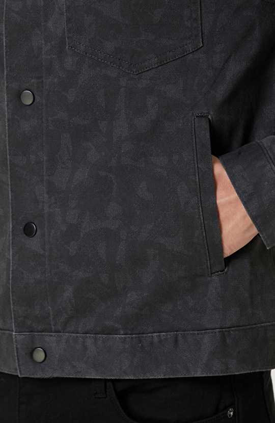 Siyah Desenli Denim Mont