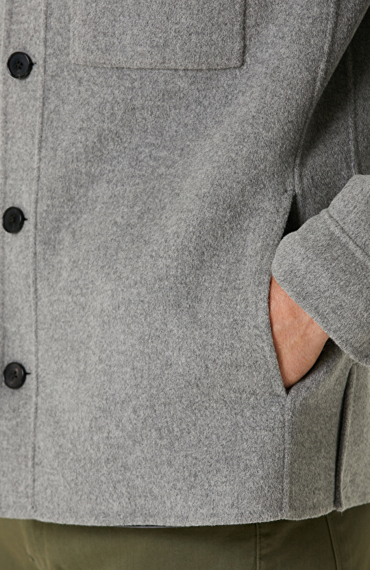 Gri Yün Karışımlı Dikişsiz Handmade Mont