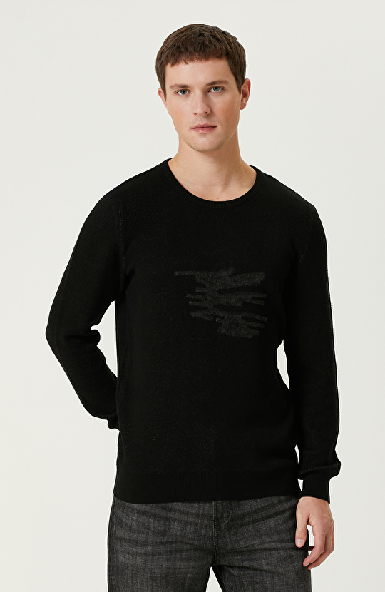 Siyah Punch Detaylı Kazak Siyah Punch Detaylı Kazak