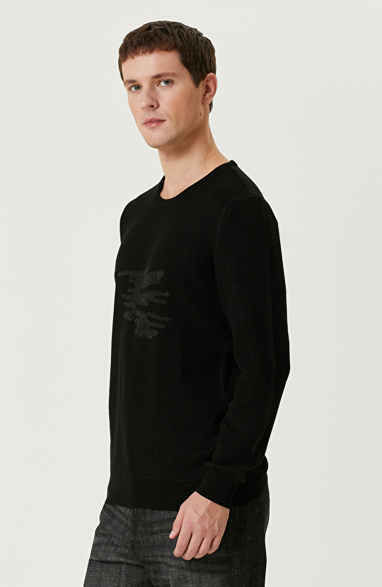 Siyah Punch Detaylı Kazak