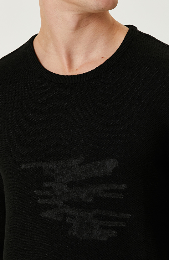 Siyah Punch Detaylı Kazak