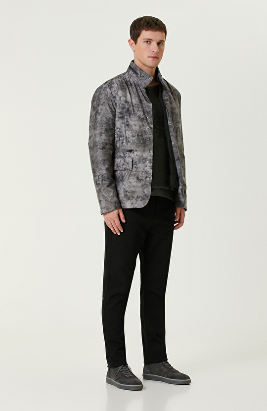 Koyu Gri Punch Detaylı Kazak