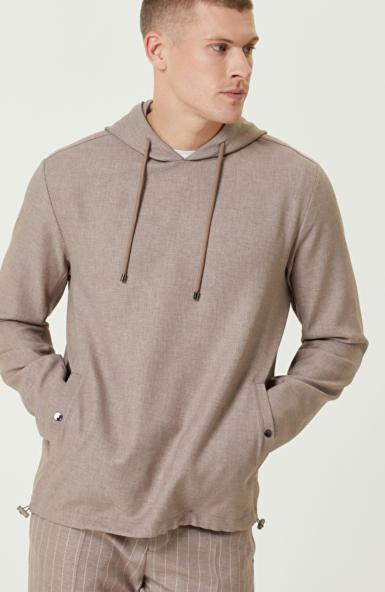 Bej Kapüşonlu Comfort Dış Gömlek