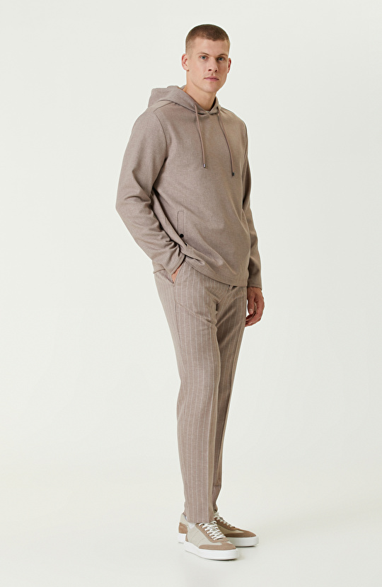 Bej Kapüşonlu Comfort Dış Gömlek