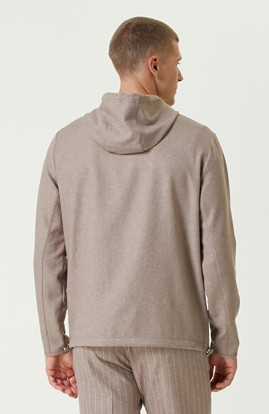 Bej Kapüşonlu Comfort Dış Gömlek