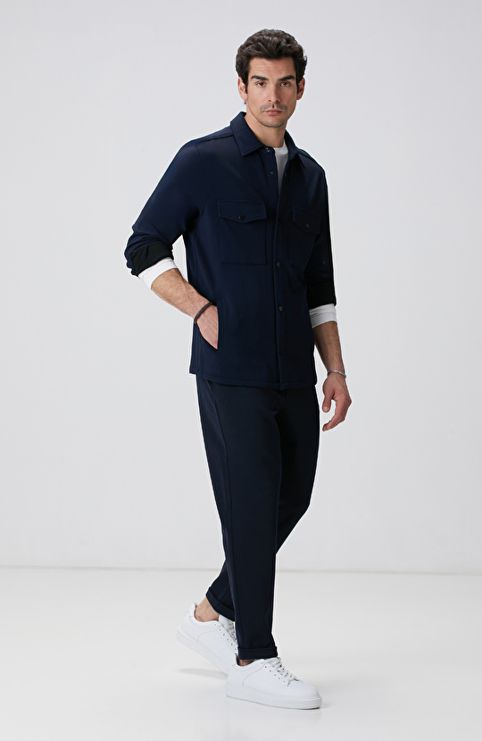 N-Tech Lacivert Diyagonal Dış Gömlek