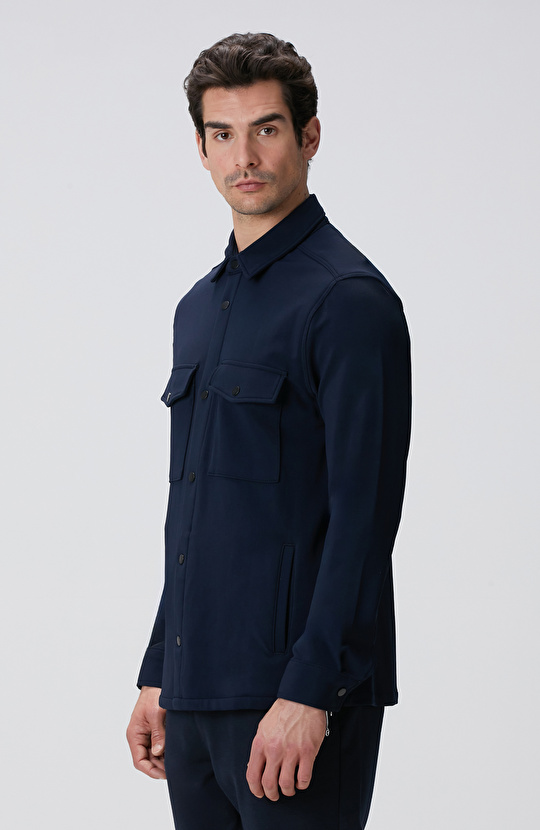 N-Tech Lacivert Diyagonal Dış Gömlek