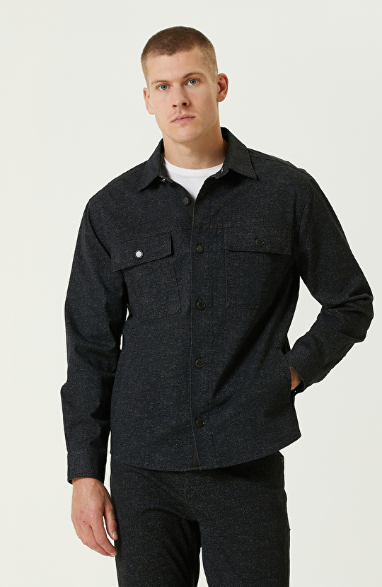 Siyah Denim Görünümlü Dış Gömlek Siyah Denim Görünümlü Dış Gömlek
