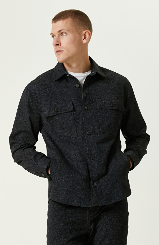 Siyah Denim Görünümlü Dış Gömlek