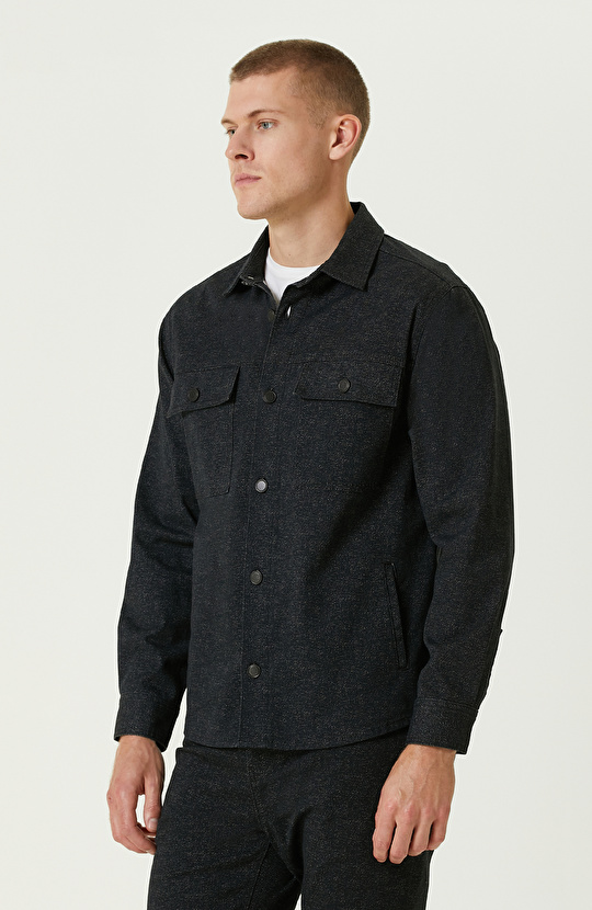 Siyah Denim Görünümlü Dış Gömlek