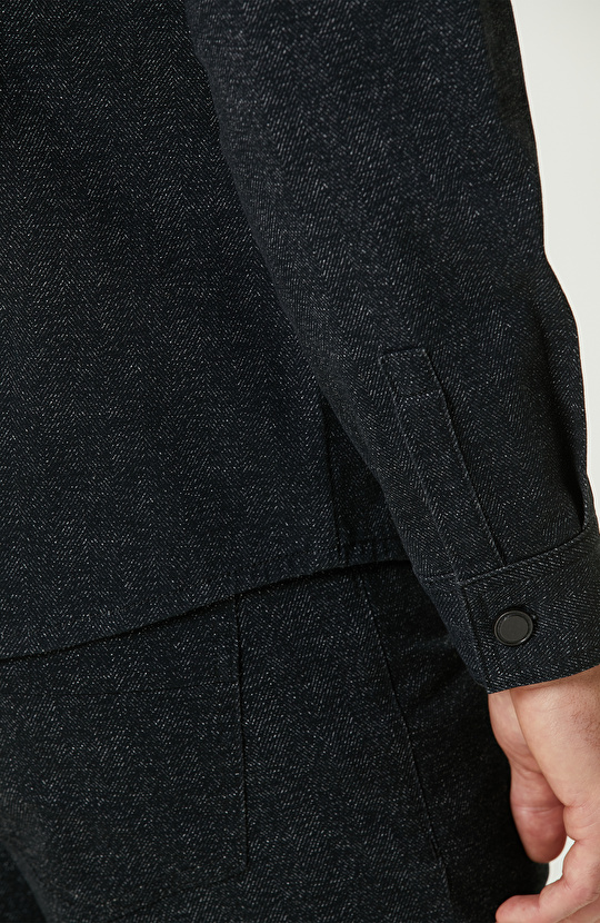Siyah Denim Görünümlü Dış Gömlek