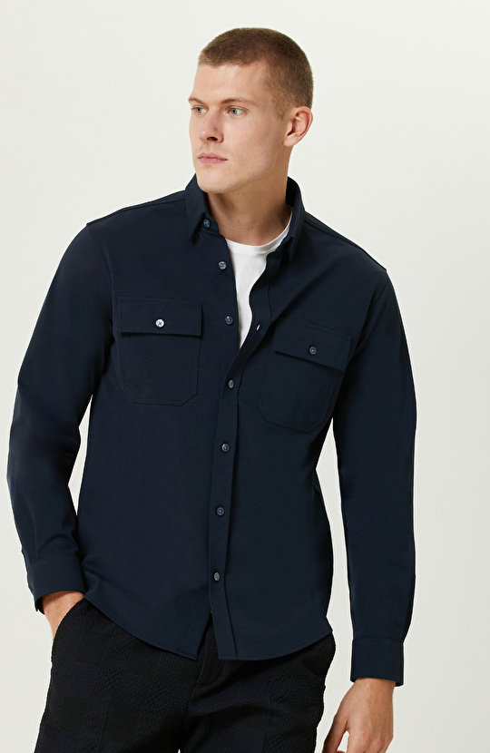 Lacivert Çift Cepli Gömlek