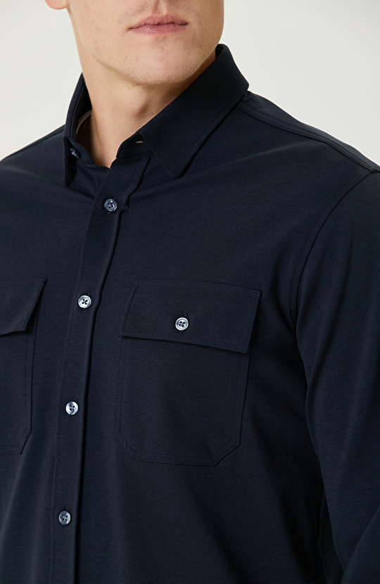 Lacivert Çift Cepli Gömlek