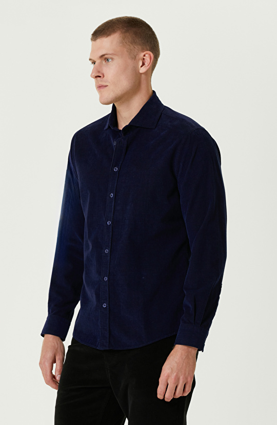 Saks Fitilli Kadife Gömlek