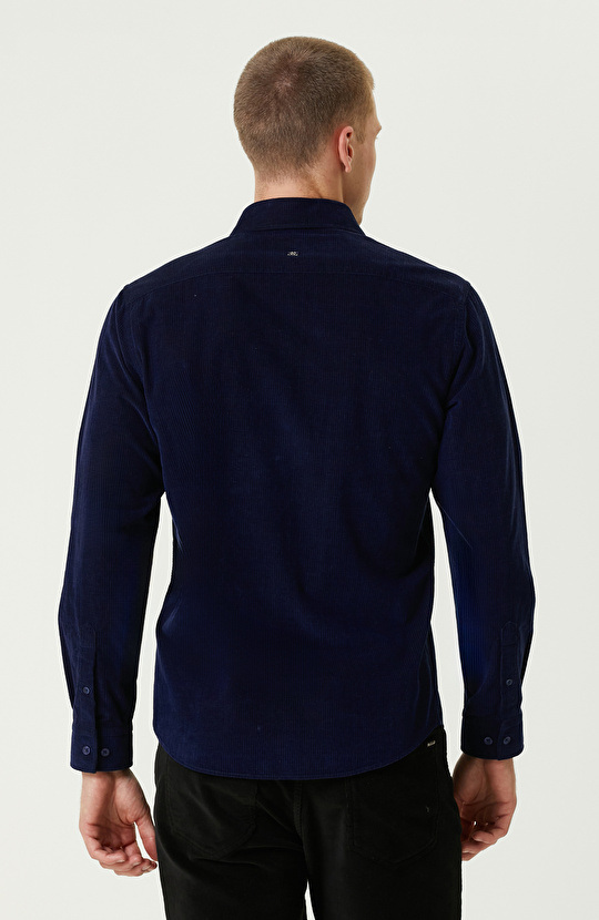 Saks Fitilli Kadife Gömlek