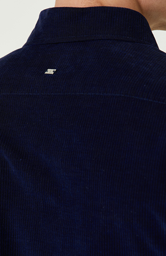 Saks Fitilli Kadife Gömlek