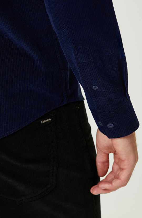 Saks Fitilli Kadife Gömlek