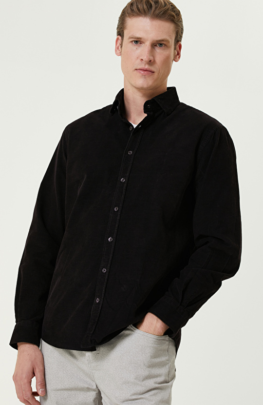 Bordo Fitilli Kadife Gömlek