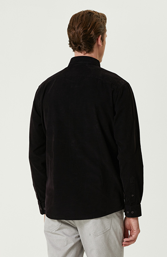 Bordo Fitilli Kadife Gömlek