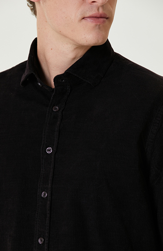 Bordo Fitilli Kadife Gömlek