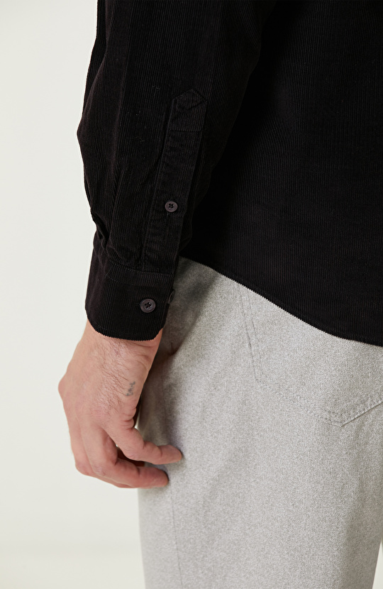 Bordo Fitilli Kadife Gömlek