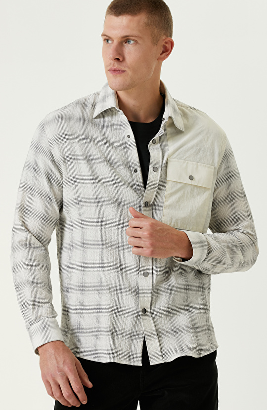 Gri Cepli Gofreli Comfort Gömlek Gri Cepli Gofreli Comfort Gömlek