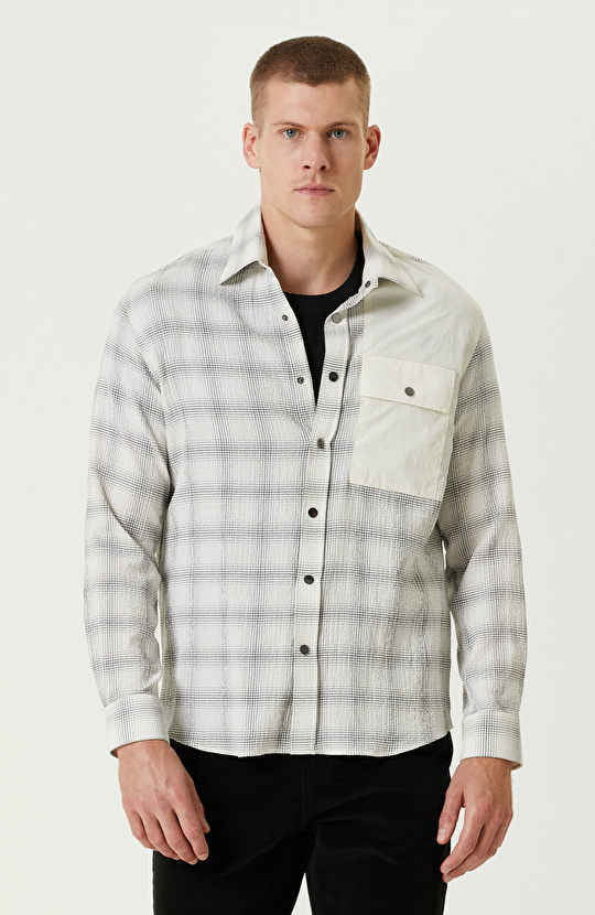 Gri Cepli Gofreli Comfort Gömlek