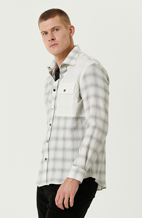 Gri Cepli Gofreli Comfort Gömlek