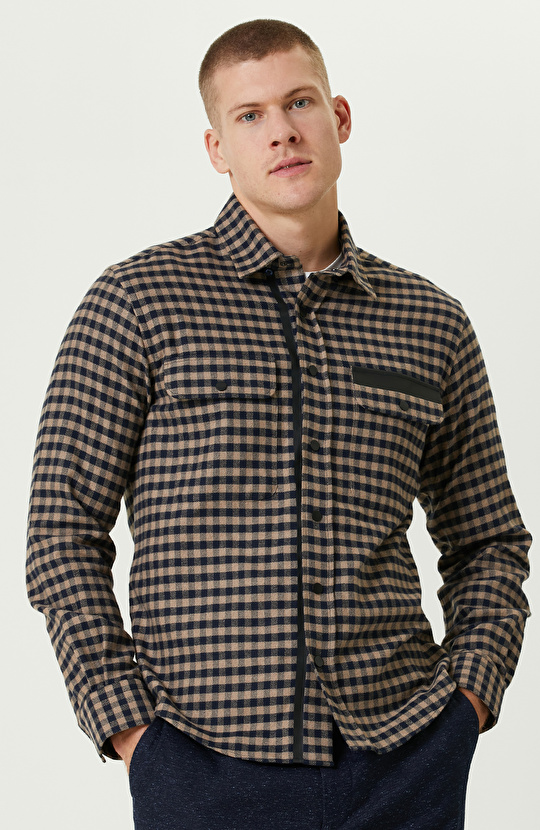 Lacivert Ekose Flanel Gömlek