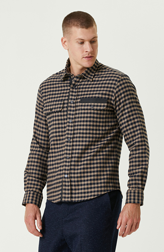 Lacivert Ekose Flanel Gömlek