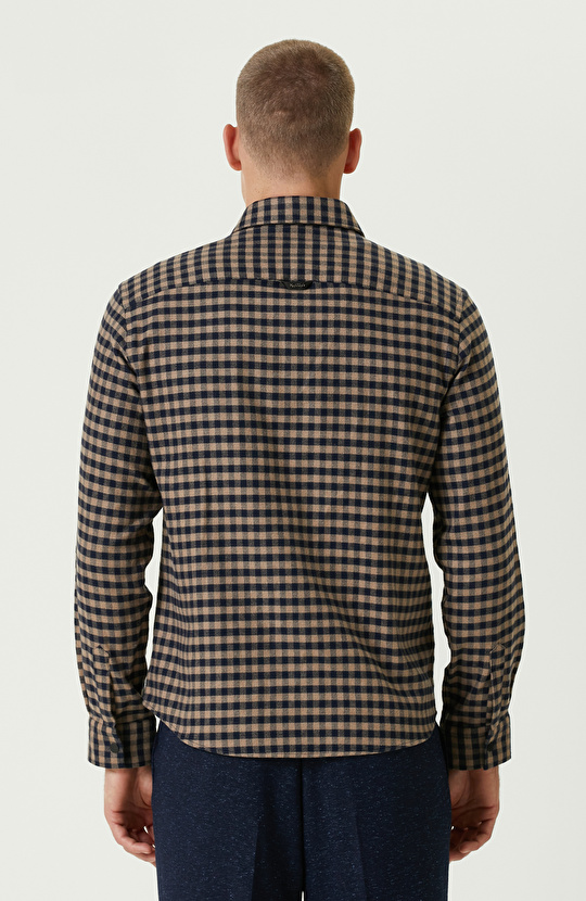 Lacivert Ekose Flanel Gömlek