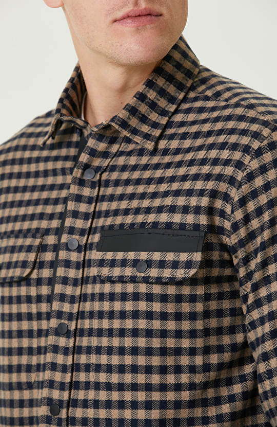 Lacivert Ekose Flanel Gömlek