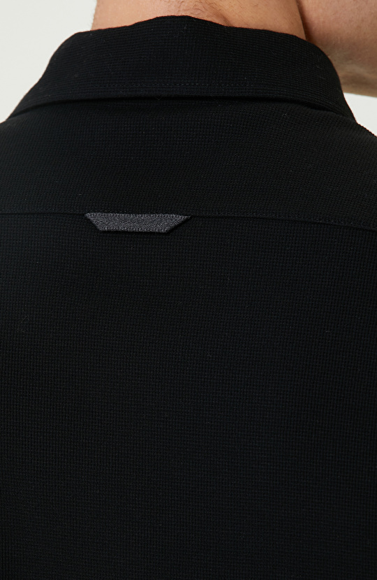 Siyah Merserize Örme Gömlek