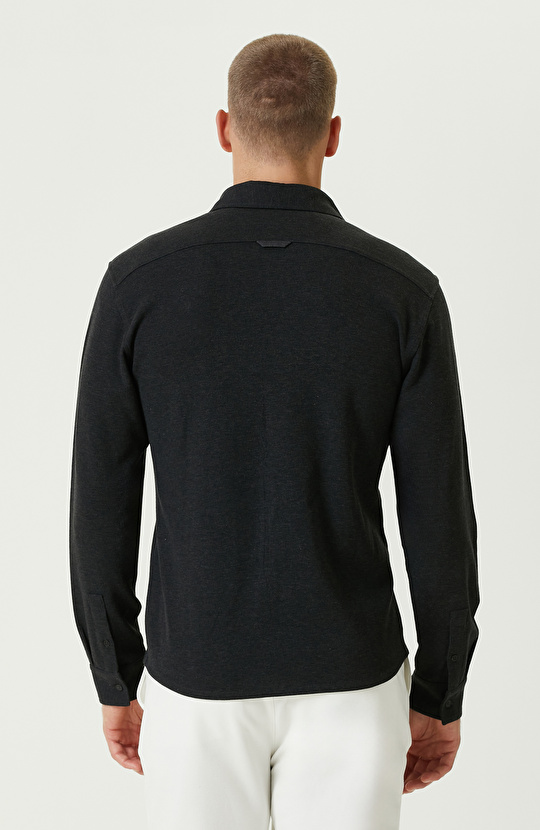 Antrasit Melanj Merserize Örme Gömlek