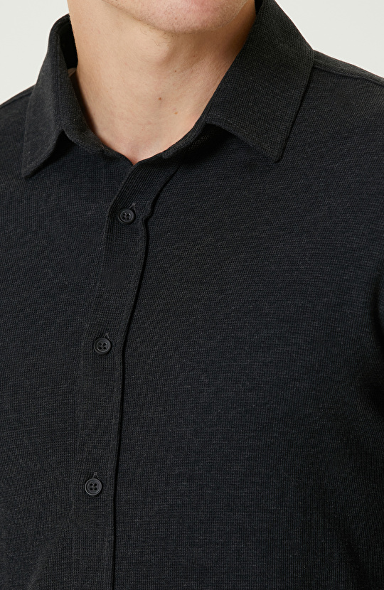Antrasit Melanj Merserize Örme Gömlek