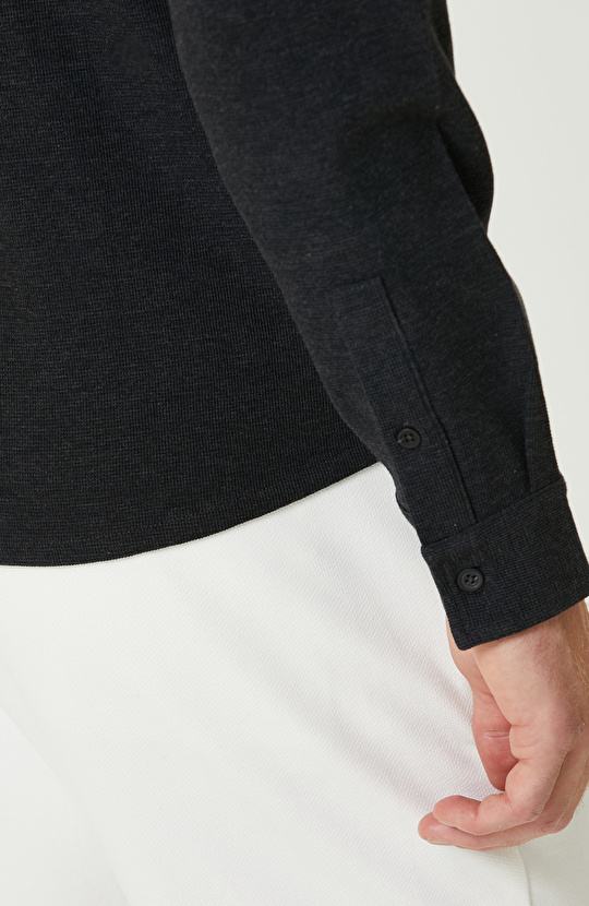 Antrasit Melanj Merserize Örme Gömlek