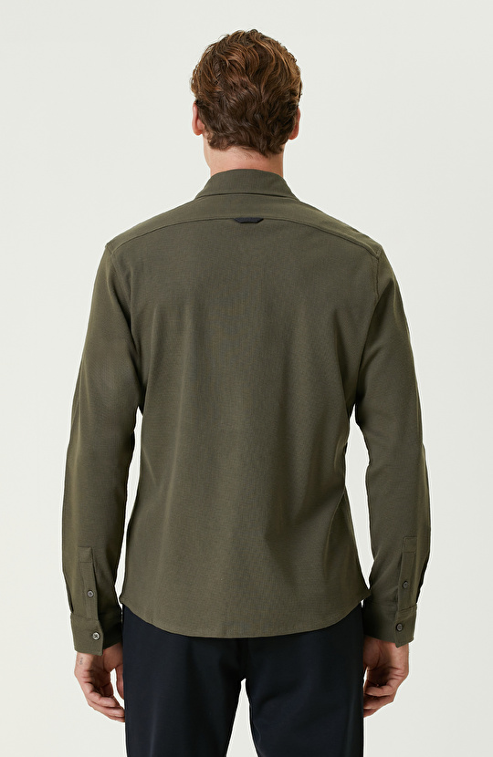 Haki Merserize Örme Gömlek
