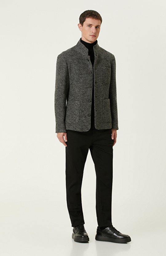 Gri Melanj Yün Ceket
