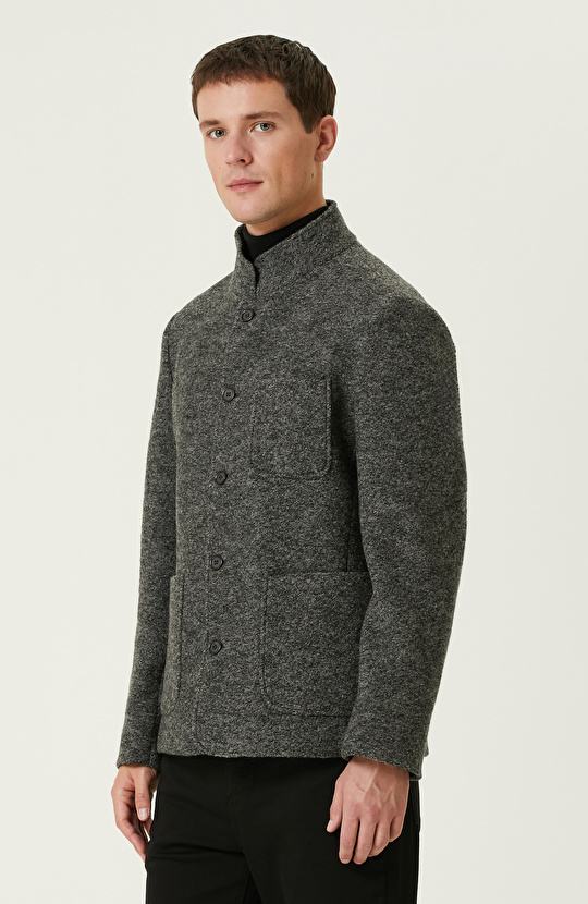 Gri Melanj Yün Ceket