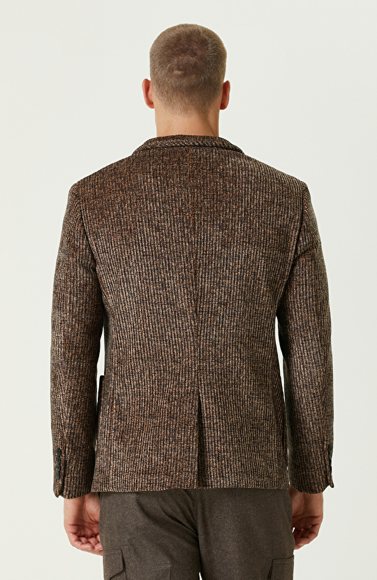 Camel Fitilli Kadife Örme Ceket