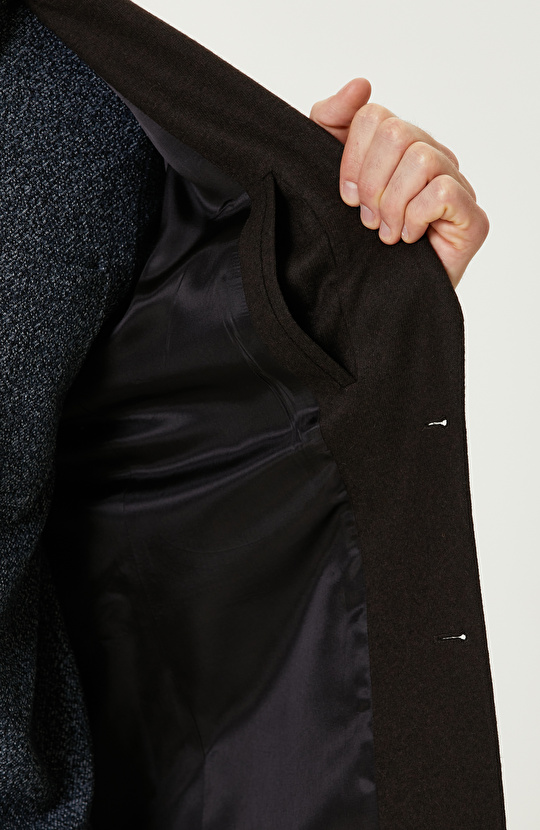 Kahverengi Yün Karışımlı Örme Ceket