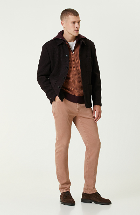 Bordo Yün Örme Ceket