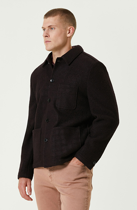 Bordo Yün Örme Ceket