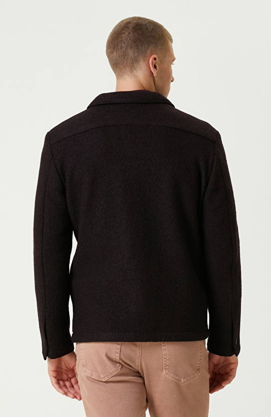 Bordo Yün Örme Ceket